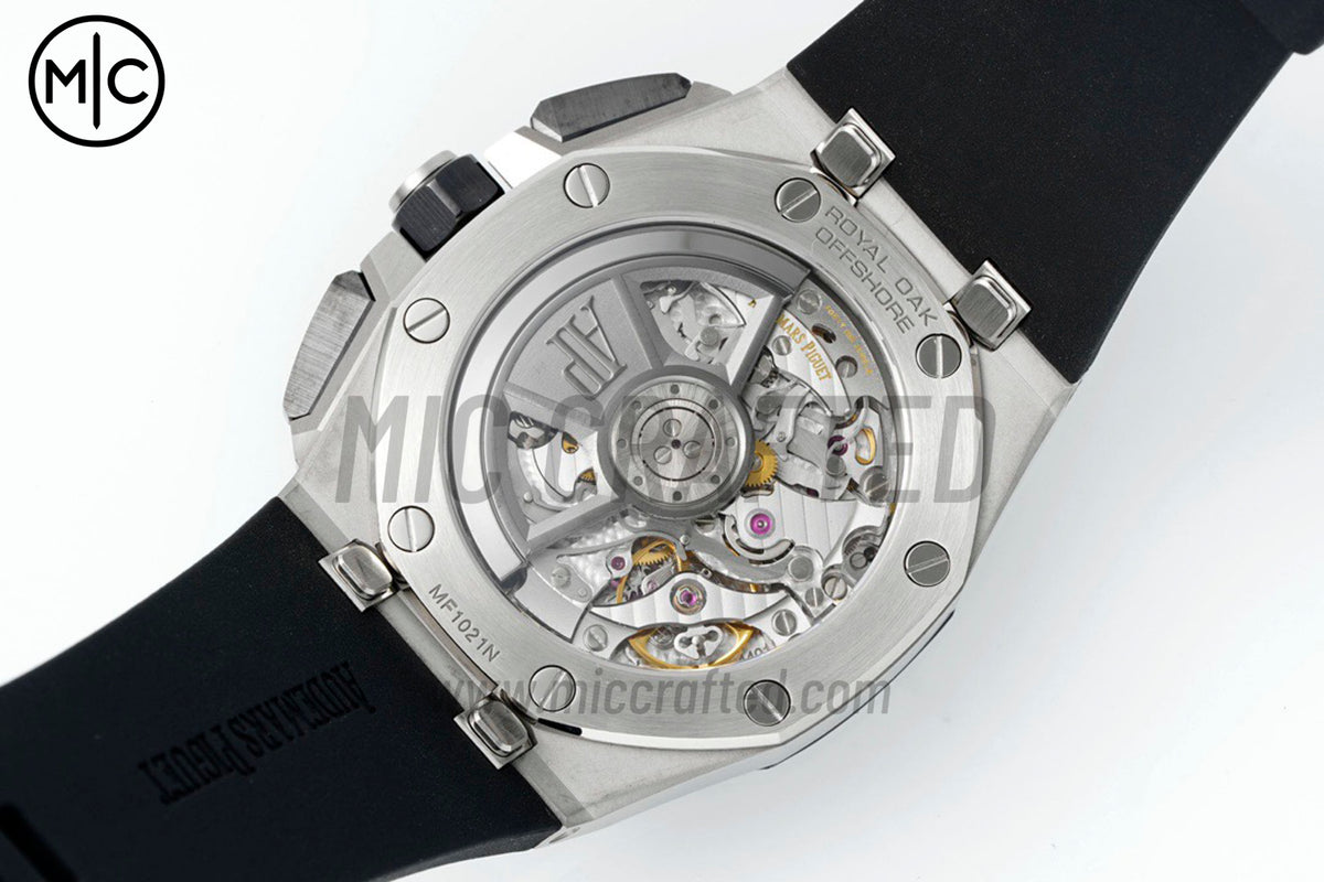 Royal Oak Offshore 43mm 26420so SS Black/White Dial on Black Rubber Strap – Premium Edition