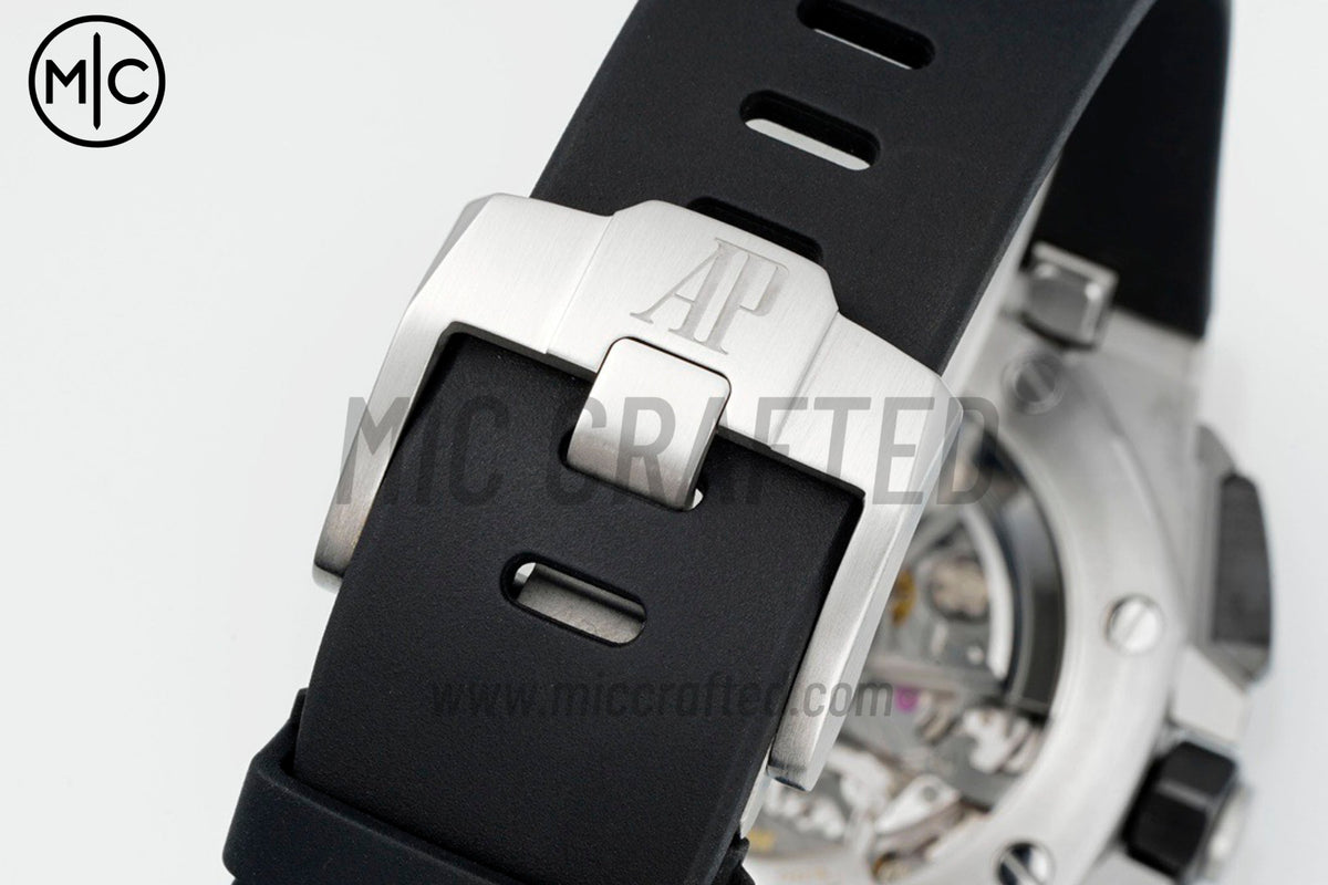Royal Oak Offshore 43mm 26420so SS Black/White Dial on Black Rubber Strap – Premium Edition