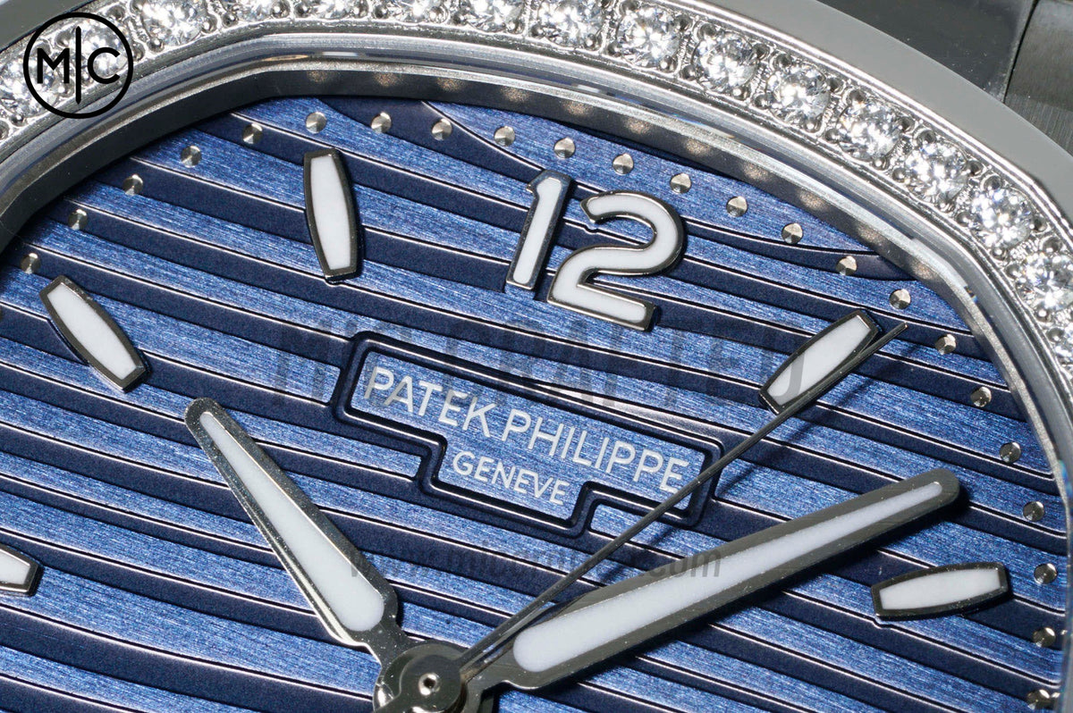 Nautilus 7118 35.2mm Ladies Blue Dial Diamonds Bezel on SS Bracelet – Premium Edition