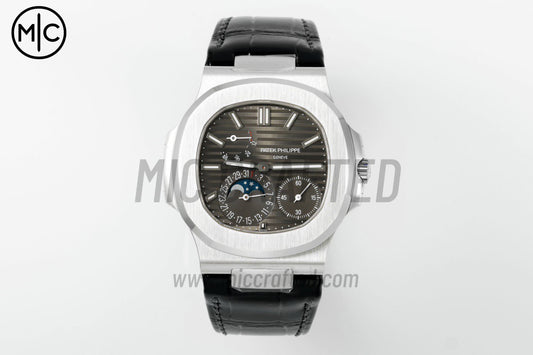 Nautilus 5712 40mm SS Gray Dial on Black Leather Strap – Premium Edition