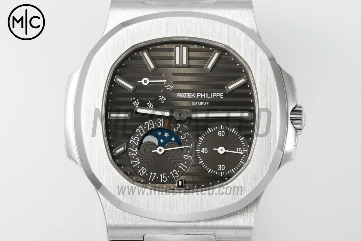 Nautilus 5712 40mm SS Gray Dial on Black Leather Strap – Premium Edition