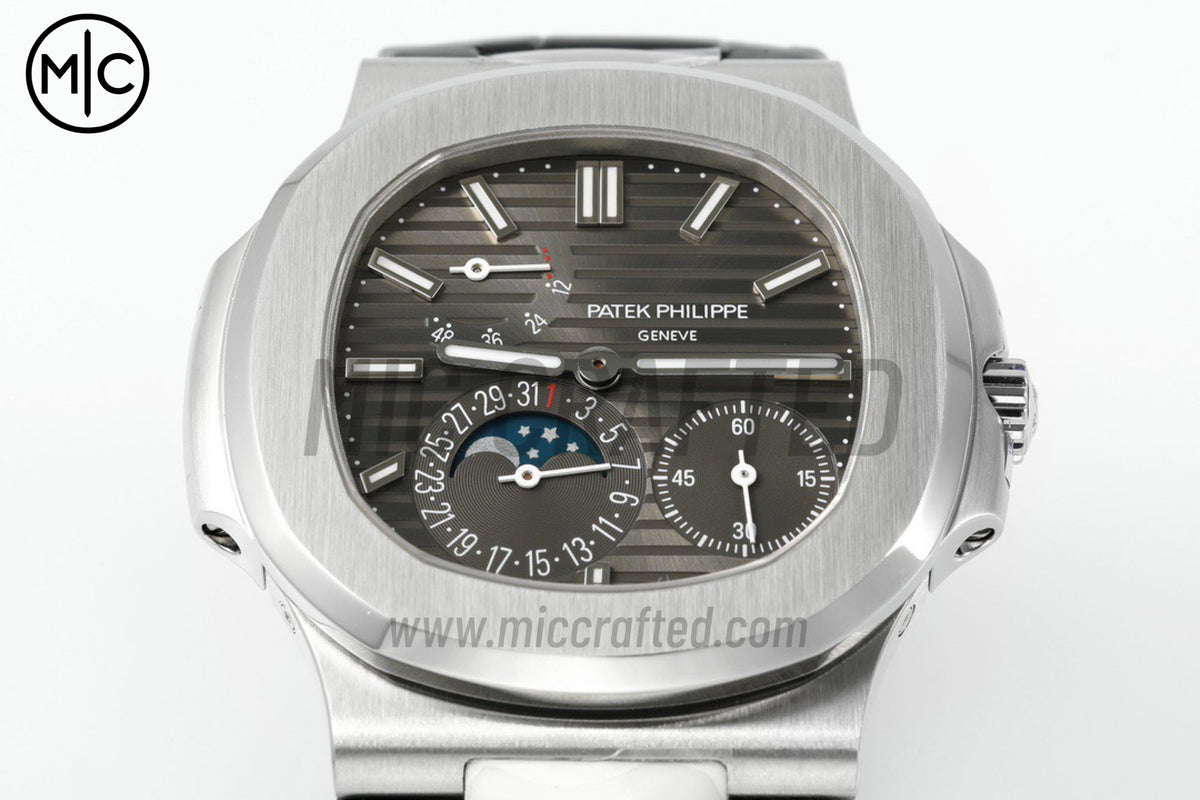Nautilus 5712 40mm SS Gray Dial on Black Leather Strap – Premium Edition
