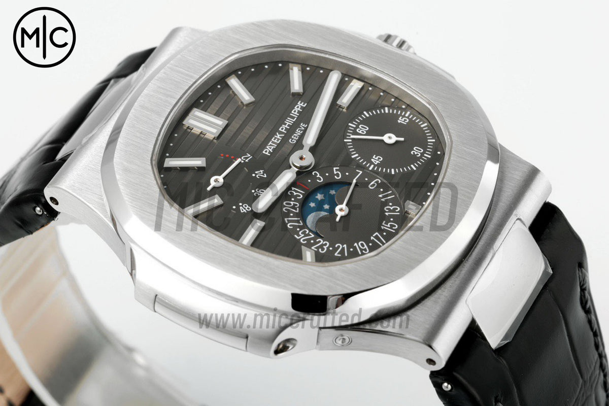 Nautilus 5712 40mm SS Gray Dial on Black Leather Strap – Premium Edition