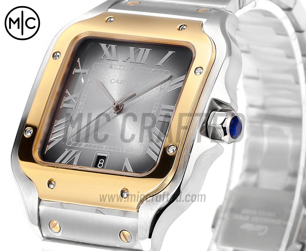 Santos De Cartier 40mm SS/YG Gray Dial on SS/YG SmartLinks Bracelet – Premium Edition