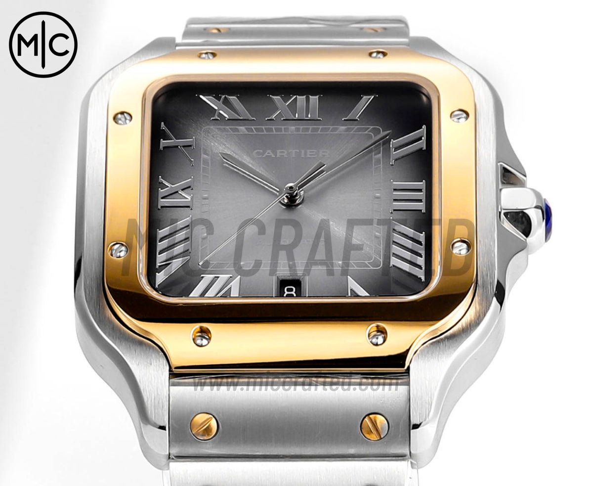 Santos De Cartier 40mm SS/YG Gray Dial on SS/YG SmartLinks Bracelet – Premium Edition