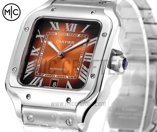 Santos De Cartier 40mm Brown Dial on SS SmartLinks Bracelet – Premium Edition