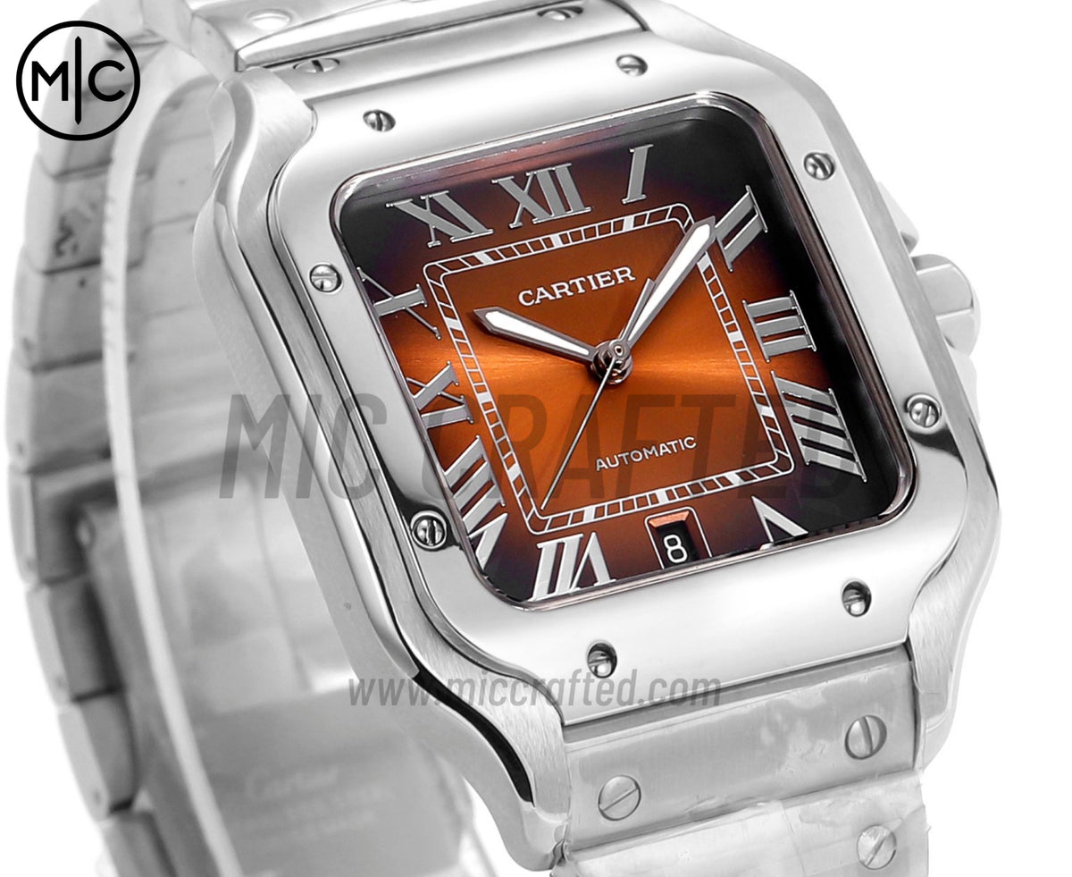 Santos De Cartier 40mm 棕色錶盤配 SS SmartLinks 錶鏈 - 尊享版