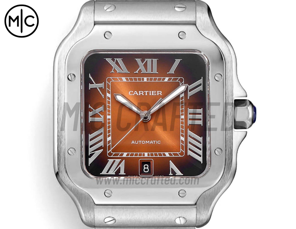 Santos De Cartier 40mm 棕色錶盤配 SS SmartLinks 錶鏈 - 尊享版