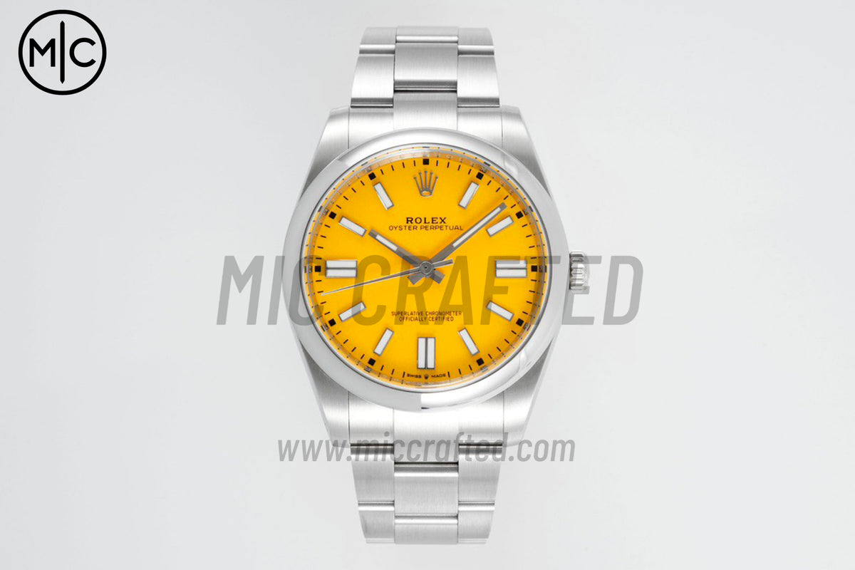 Oyster Perpetual 41mm 124300 904L Steel Yellow Dial – Premium Edition