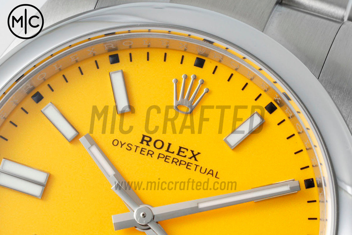 Oyster Perpetual 41mm 124300 904L Steel Yellow Dial – Premium Edition