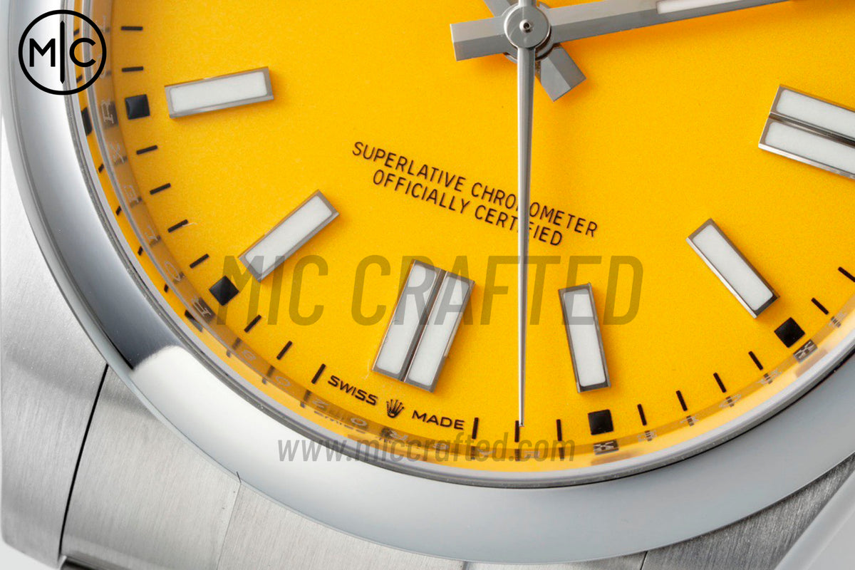 Oyster Perpetual 41mm 124300 904L Steel Yellow Dial – Premium Edition