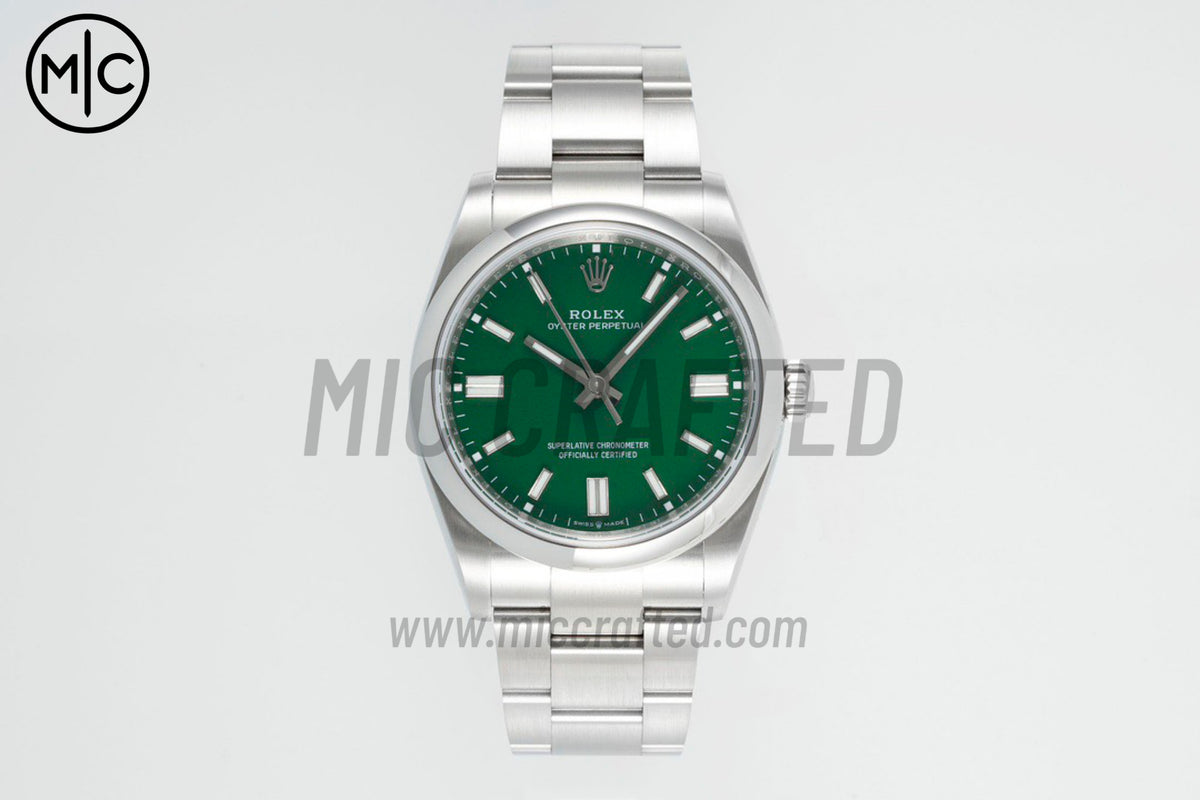 Oyster Perpetual 41mm 124300 904L Steel Green Dial – Premium Edition