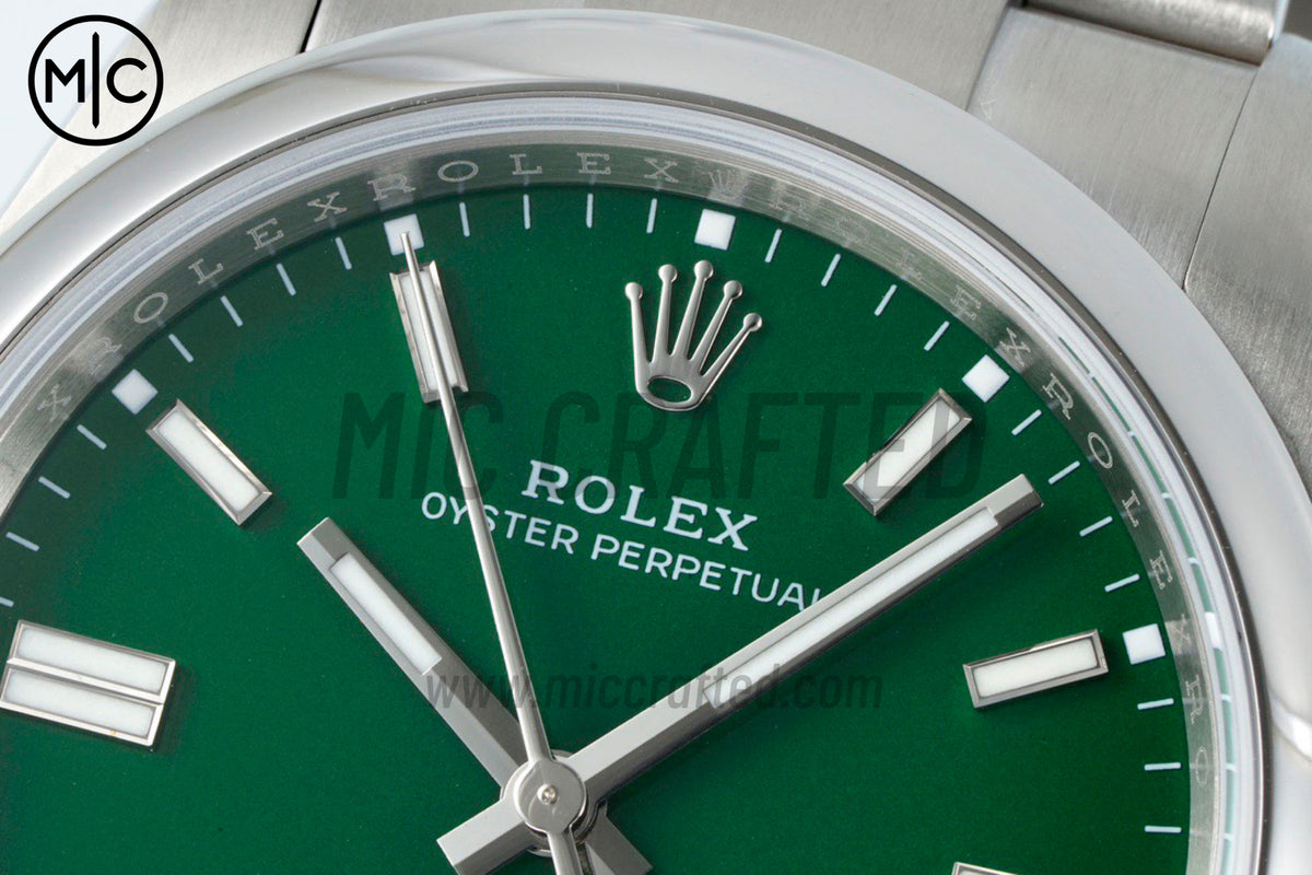 Oyster Perpetual 41mm 124300 904L Steel Green Dial – Premium Edition