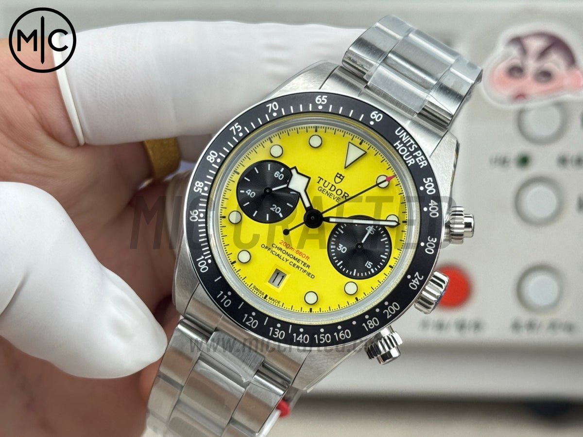 Black Bay Chrono 41mm Yellow Dial on SS Bracelet – Premium Edition