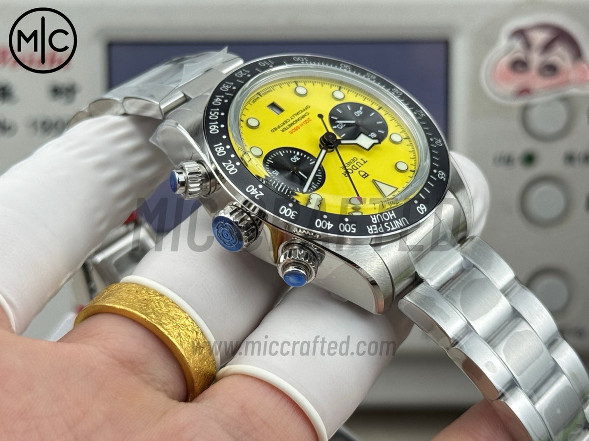 Black Bay Chrono 41mm Yellow Dial on SS Bracelet – Premium Edition