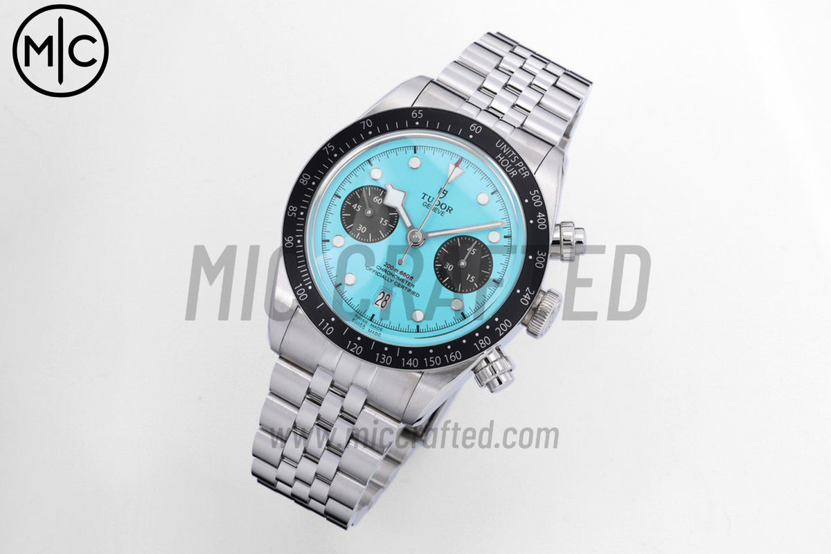 Black Bay Chrono 41mm Tiffany Blue Dial on SS Bracelet – Premium Edition