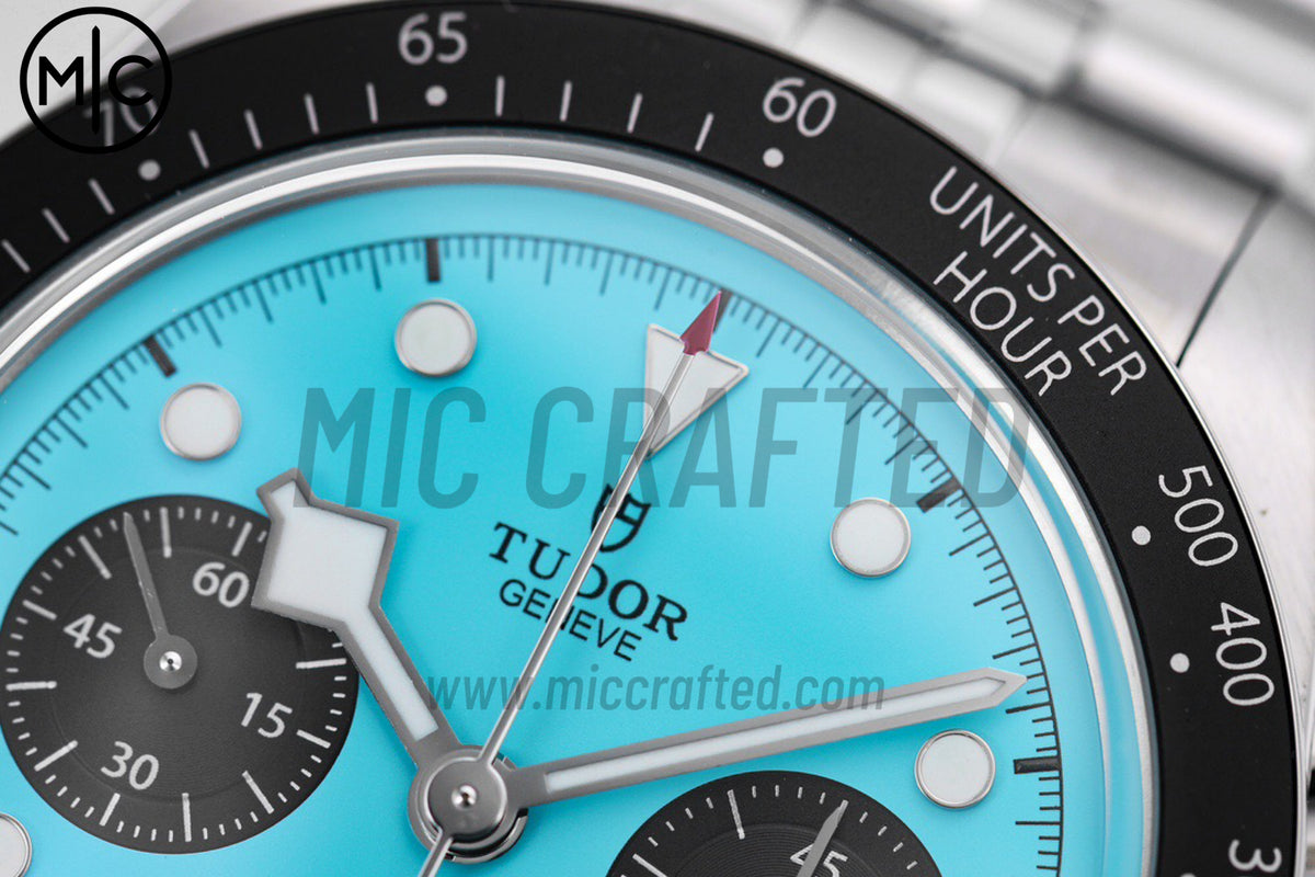 Black Bay Chrono 41mm Tiffany Blue Dial on SS Bracelet – Premium Edition