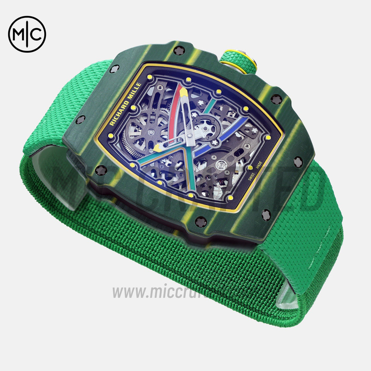 RM67-02 Green NTPT Brazil Blue/Red/Green Skeleton Dial on Nylon strap – Handcrafted Version