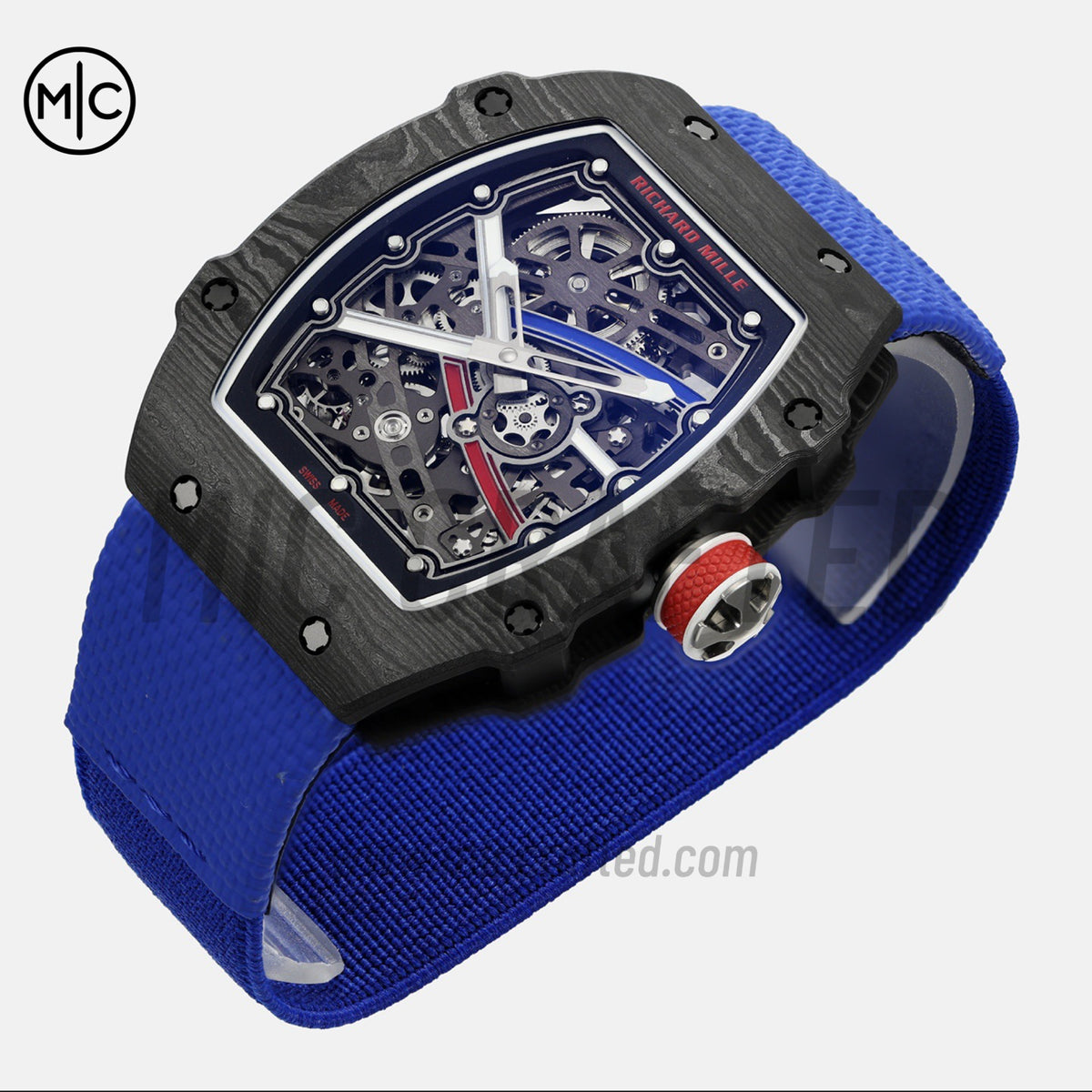 RM67-02 Black NTPT France Blue/Red/White Skeleton Dial on Nylon strap – Handcrafted Version