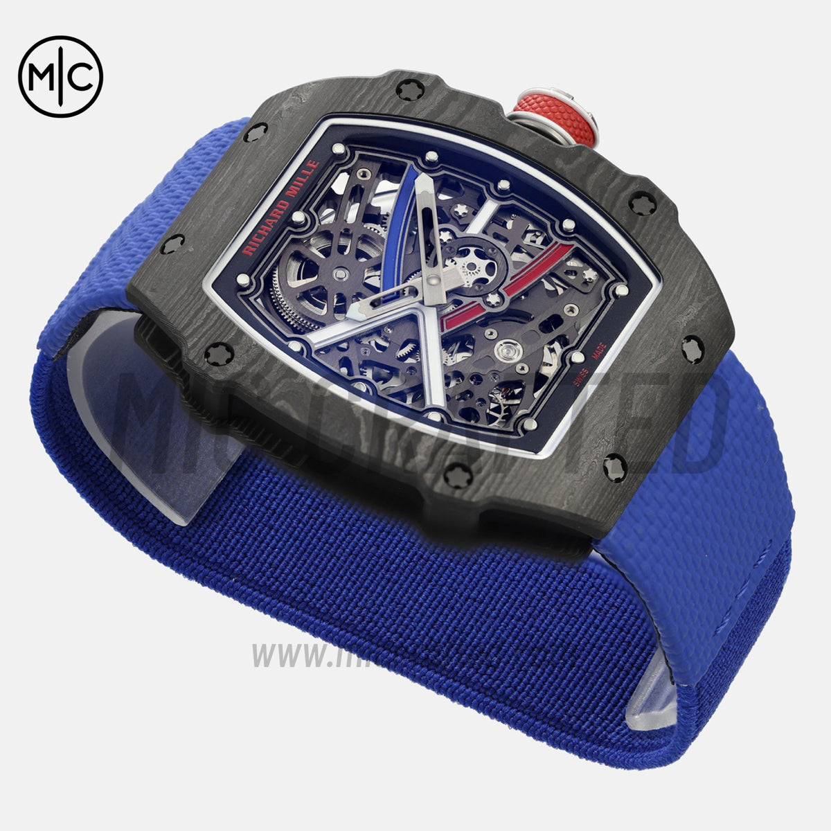 RM67-02 Black NTPT France Blue/Red/White Skeleton Dial on Nylon strap – Handcrafted Version