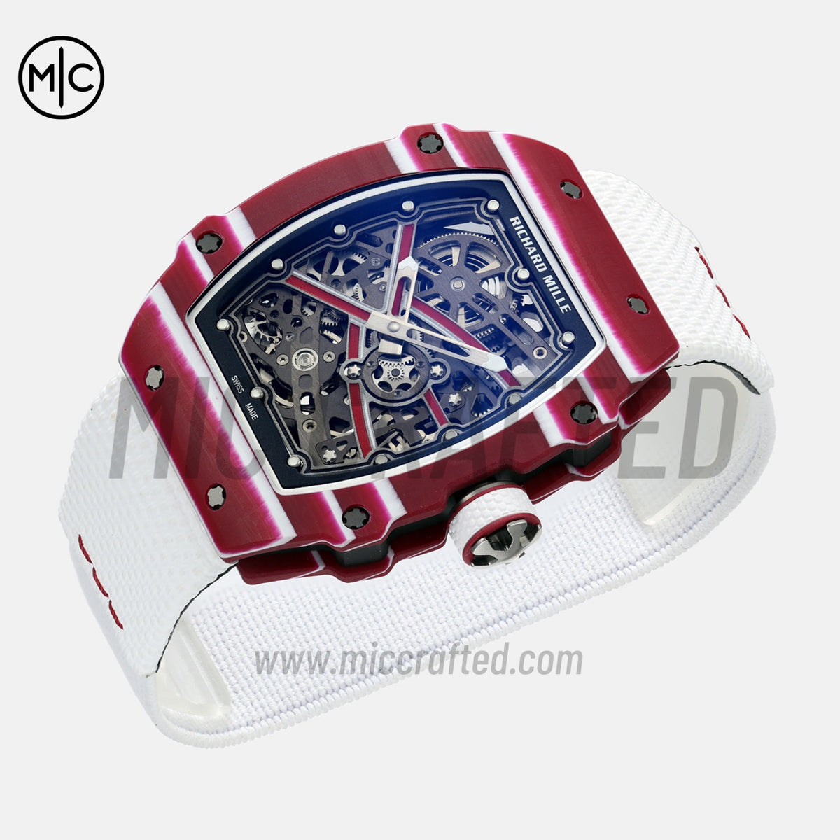 RM67-02 Red NTPT Mutaz Red Skeleton Dial on Nylon strap – Handcrafted Version