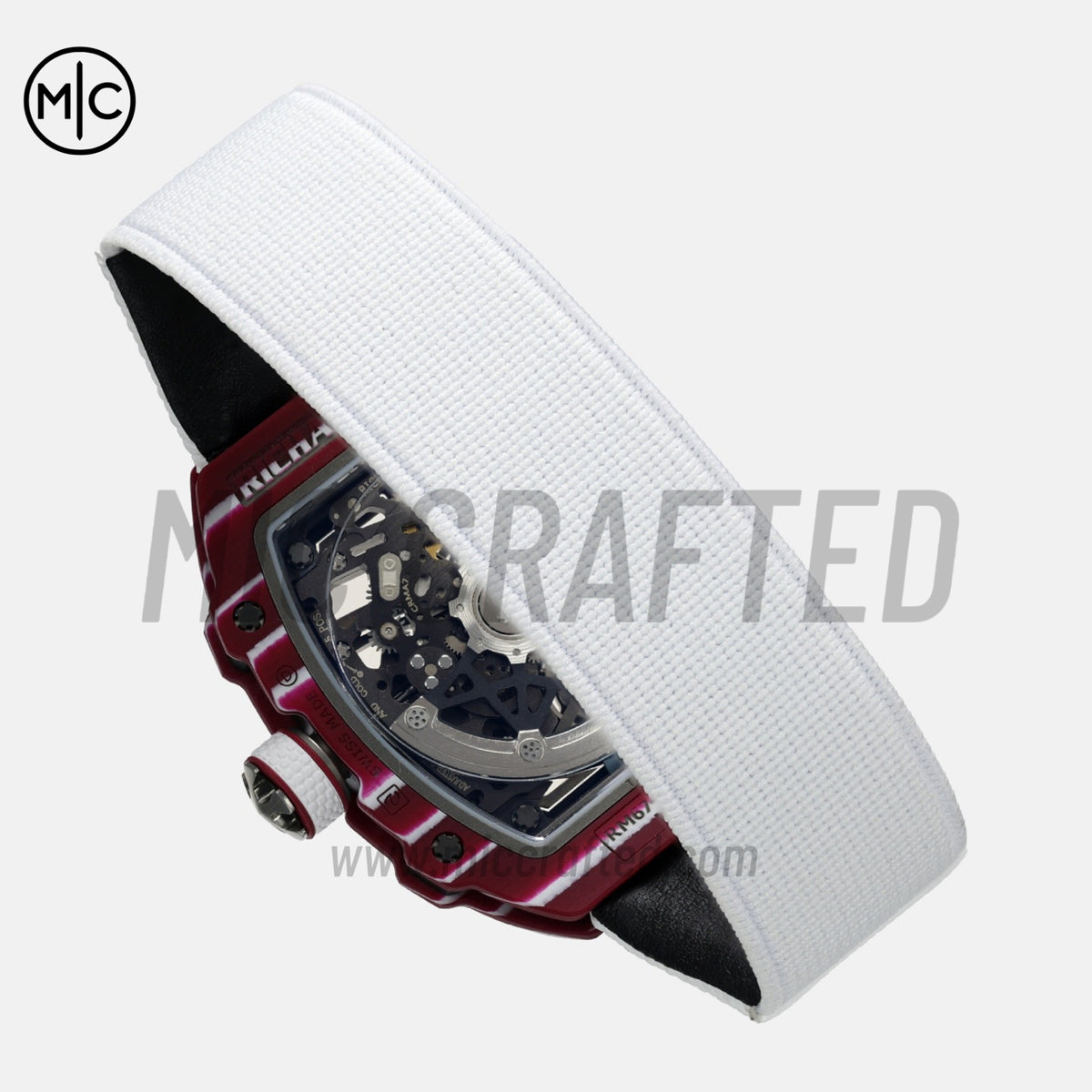 RM67-02 Red NTPT Mutaz Red Skeleton Dial on Nylon strap – Handcrafted Version