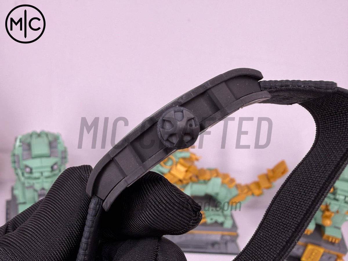 RM67-02 NTPT All Black Skeleton Dial on Black Elastic strap – Handcrafted Version