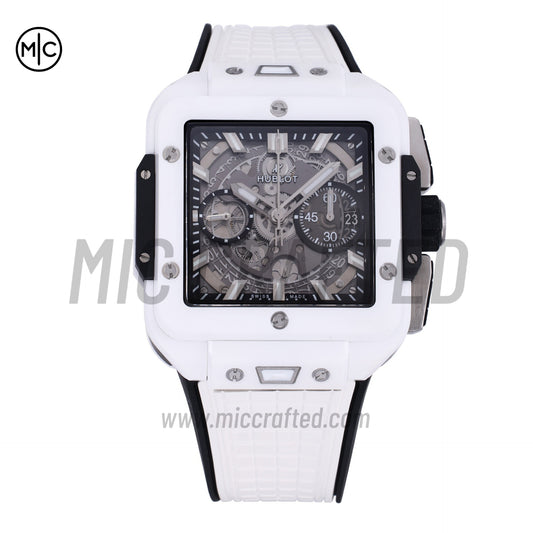 Square Bang Unico White Ceramic on Rubber Strap – Premium Edition
