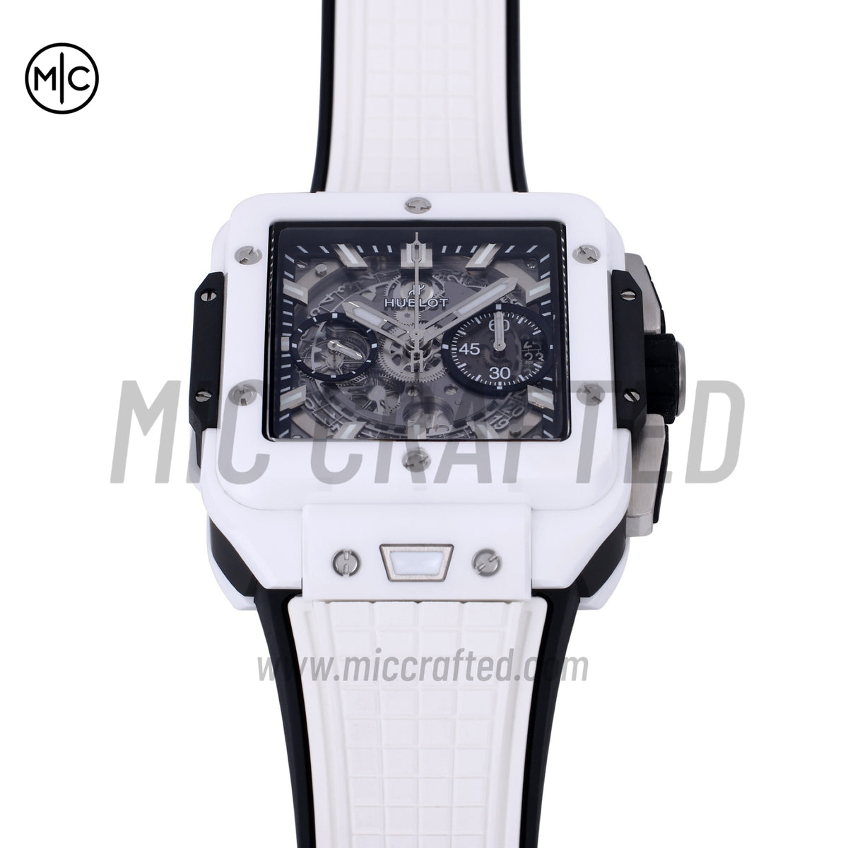 Square Bang Unico White Ceramic on Rubber Strap – Premium Edition