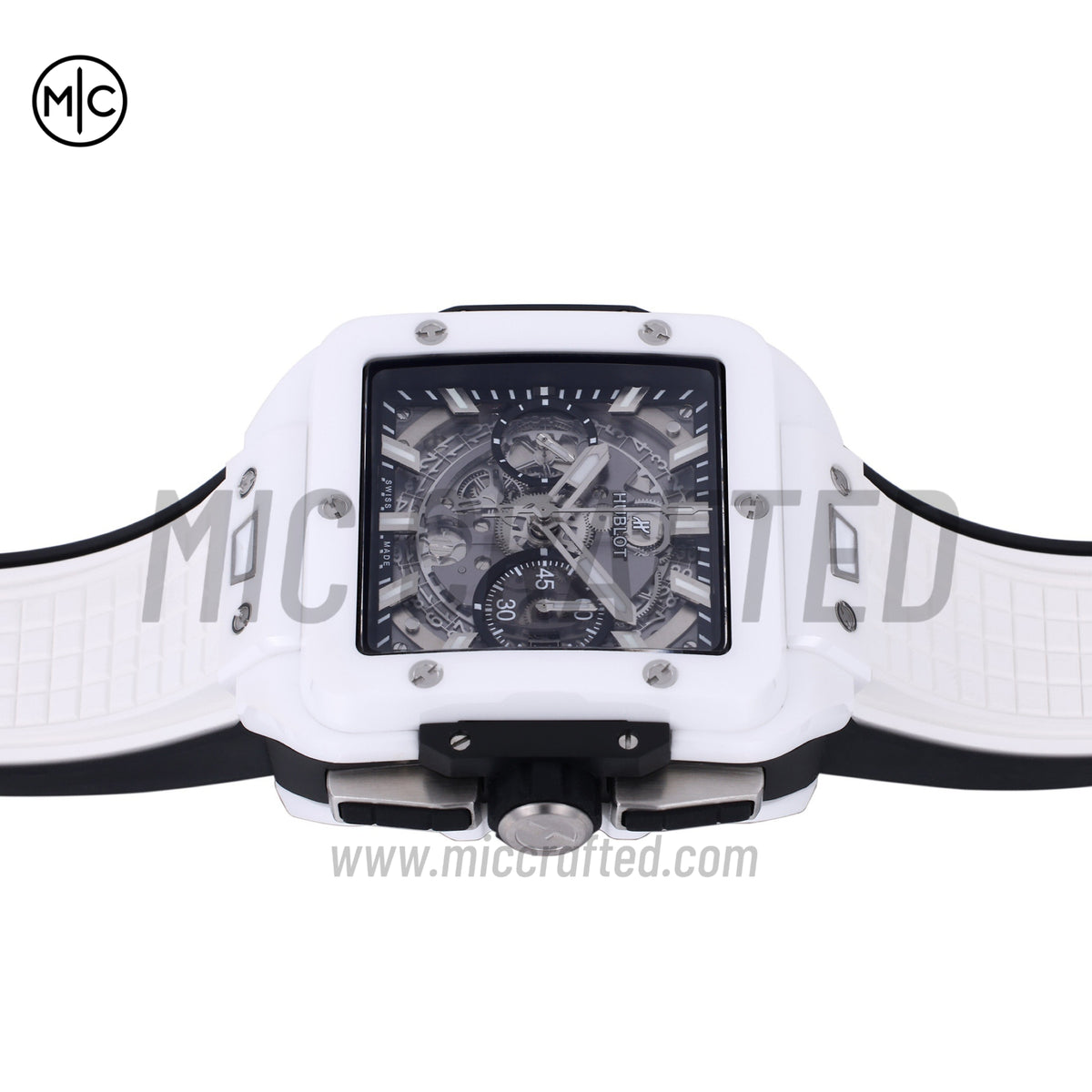 Square Bang Unico White Ceramic on Rubber Strap – Premium Edition