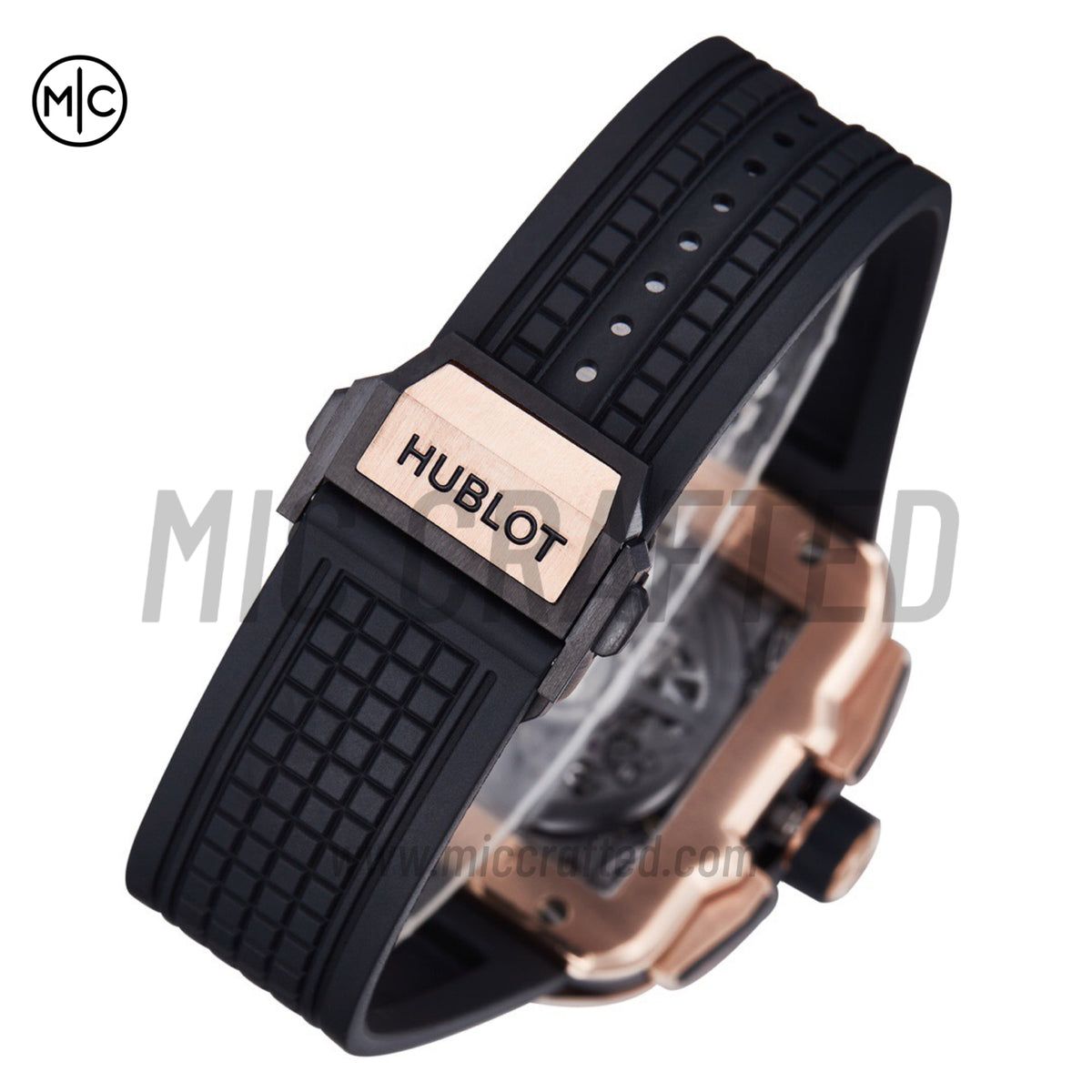 Square Bang Unico 42mm RG Skeleton Dial Ceramic Bezel on Black Rubber Strap – Premium Edition