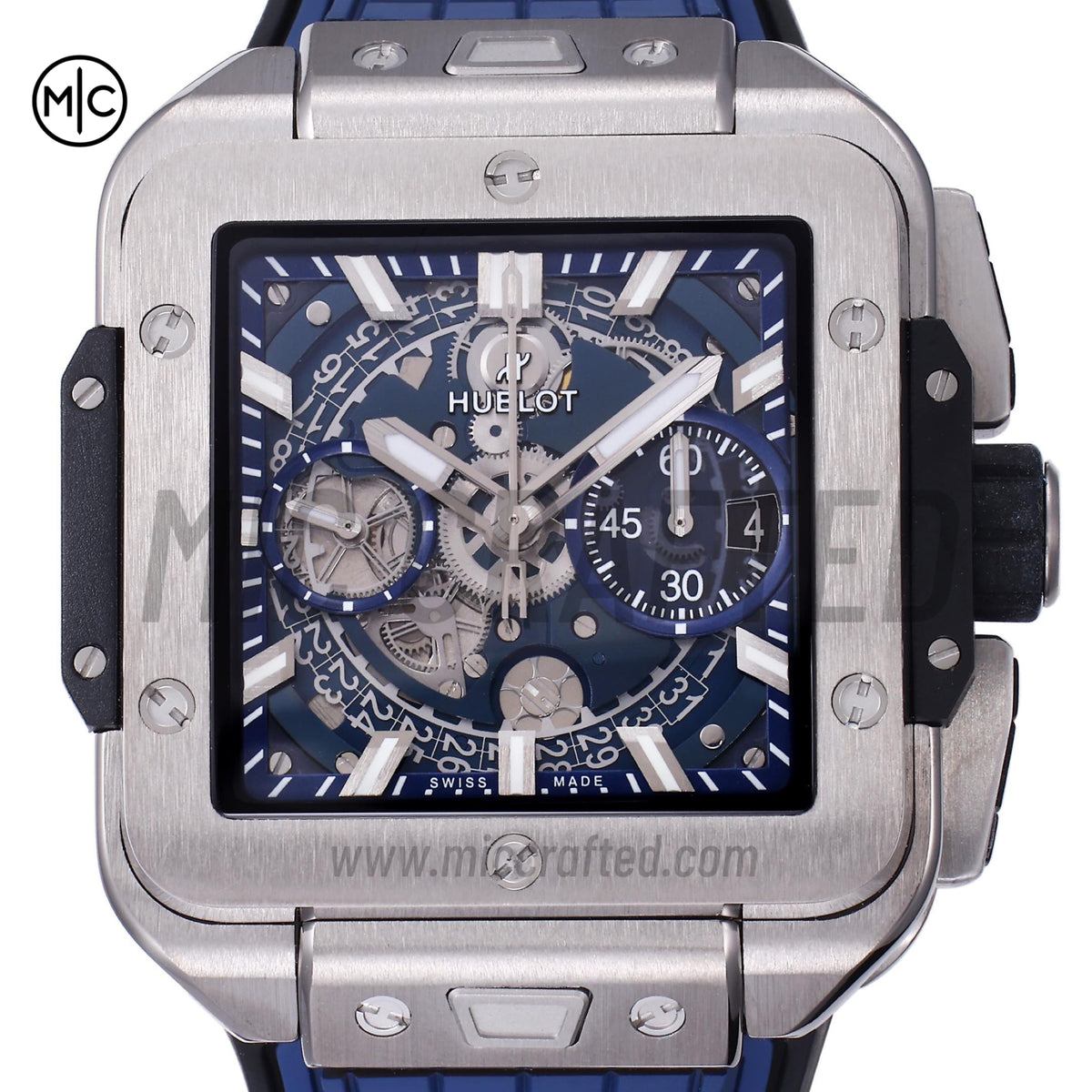 Square Bang Unico 42mm Titanium Blue Skeleton Dial on Blue Rubber Strap – Premium Edition