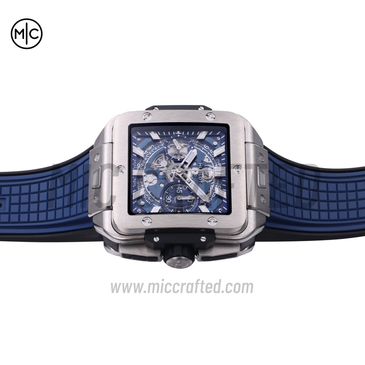 Square Bang Unico 42mm Titanium Blue Skeleton Dial on Blue Rubber Strap – Premium Edition