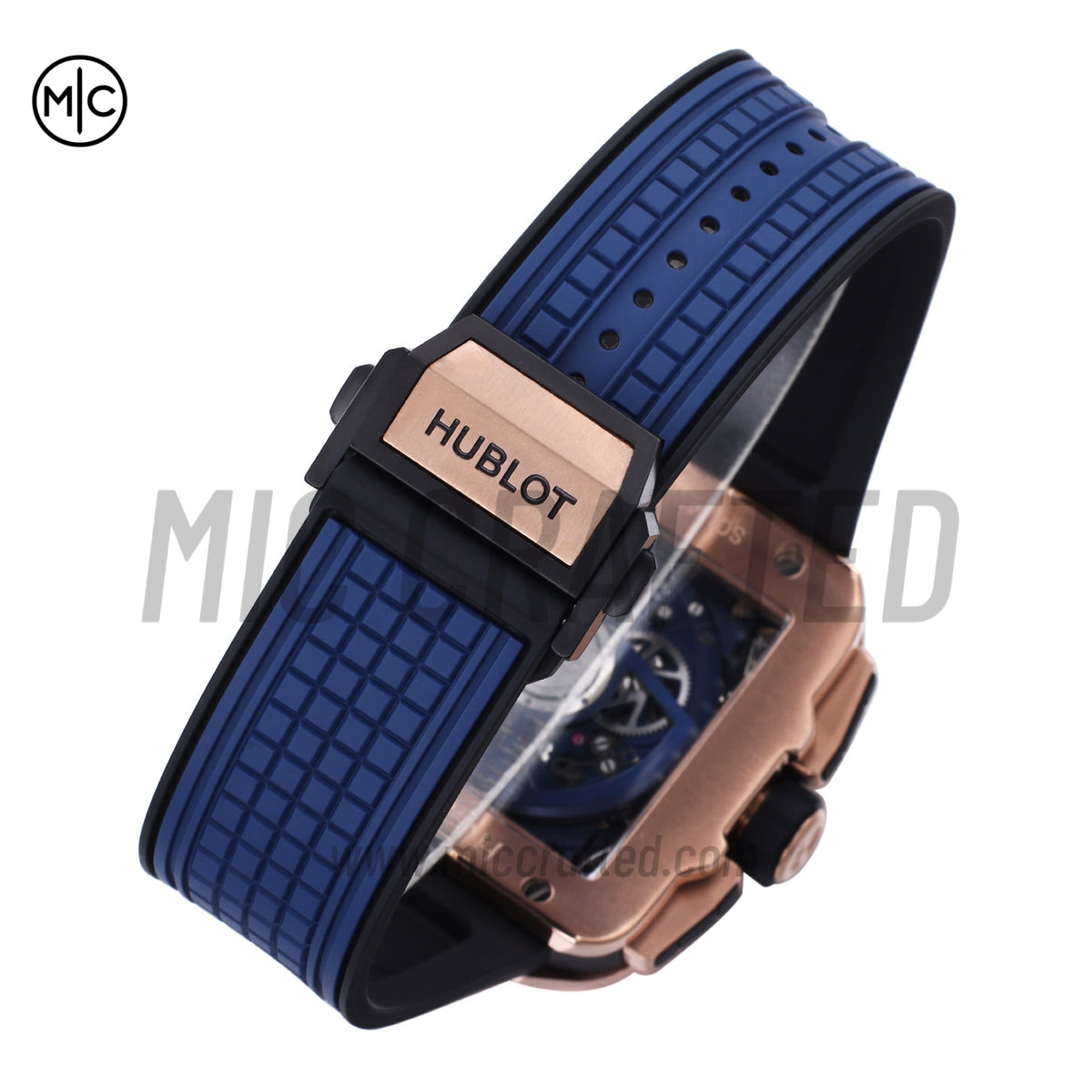 Square Bang Unico 42mm RG Blue Skeleton Dial on Blue Rubber Strap – Premium Edition