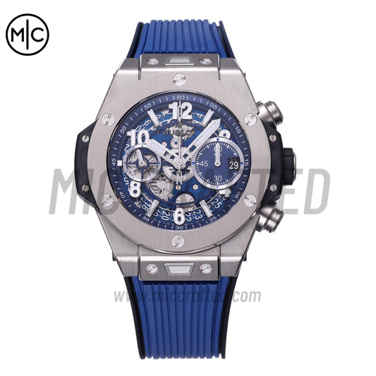 Big Bang Unico 42mm SS Skeleton Dial on Blue Rubber Strap – Premium Edition