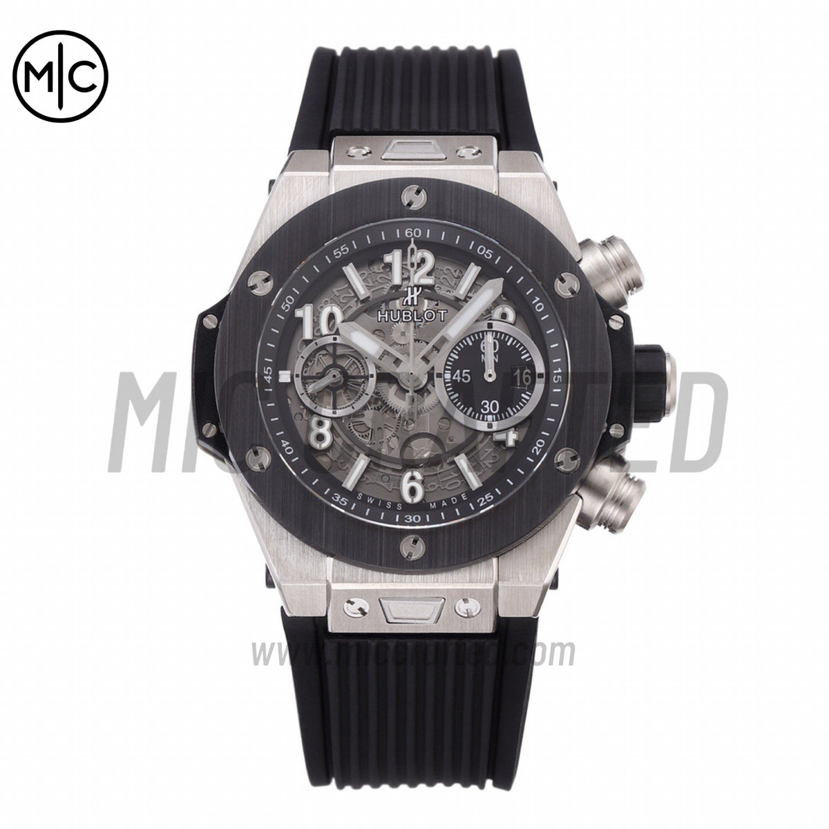 Big Bang Unico 42mm SS Skeleton Dial Black Ceramic Bezel on Black Rubber Strap – Premium Edition