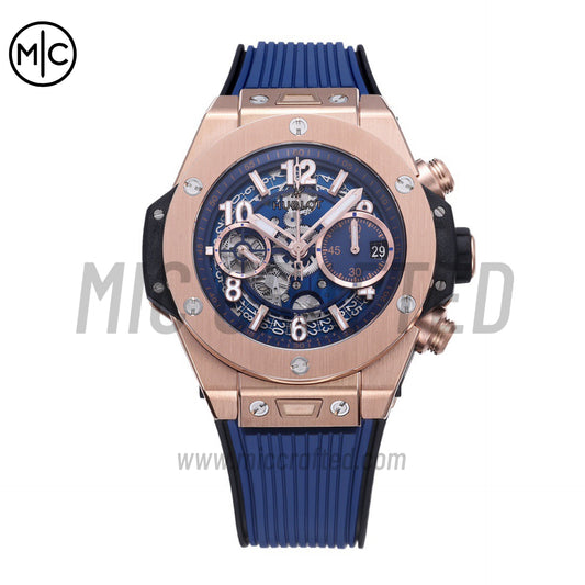 Big Bang Unico 42mm RG Skeleton Dial on Blue Rubber Strap – Premium Edition