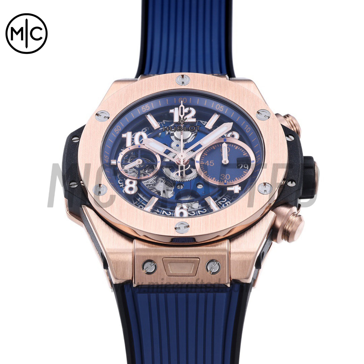 Big Bang Unico 42mm RG Skeleton Dial on Blue Rubber Strap – Premium Edition
