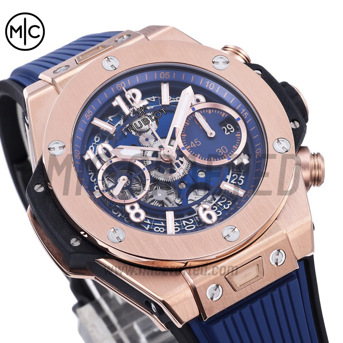 Big Bang Unico 42mm RG Skeleton Dial on Blue Rubber Strap – Premium Edition