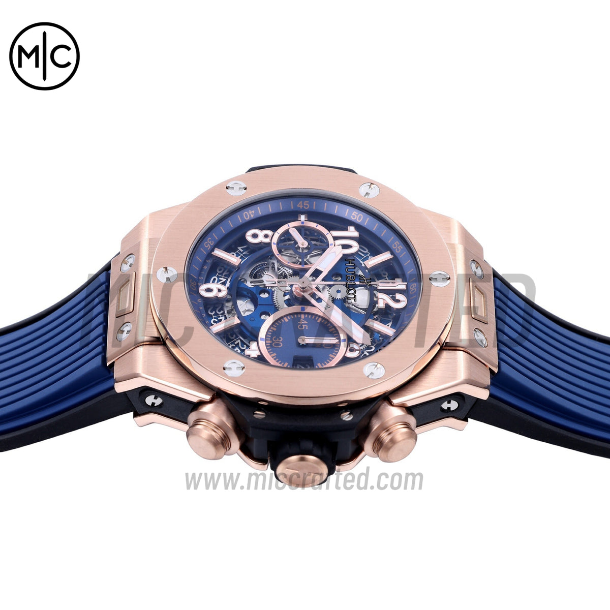 Big Bang Unico 42mm RG Skeleton Dial on Blue Rubber Strap – Premium Edition