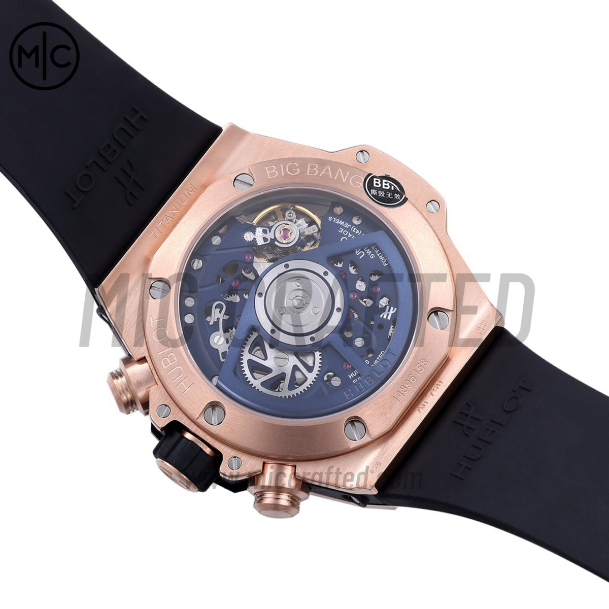 Big Bang Unico 42mm RG Skeleton Dial on Blue Rubber Strap – Premium Edition