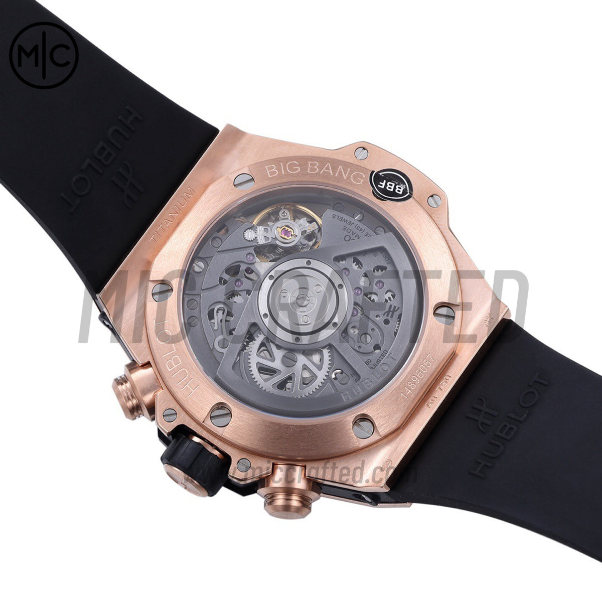 Big Bang Unico 42mm RG Skeleton Dial Black Ceramic Bezel on Black Rubber Strap – Premium Edition