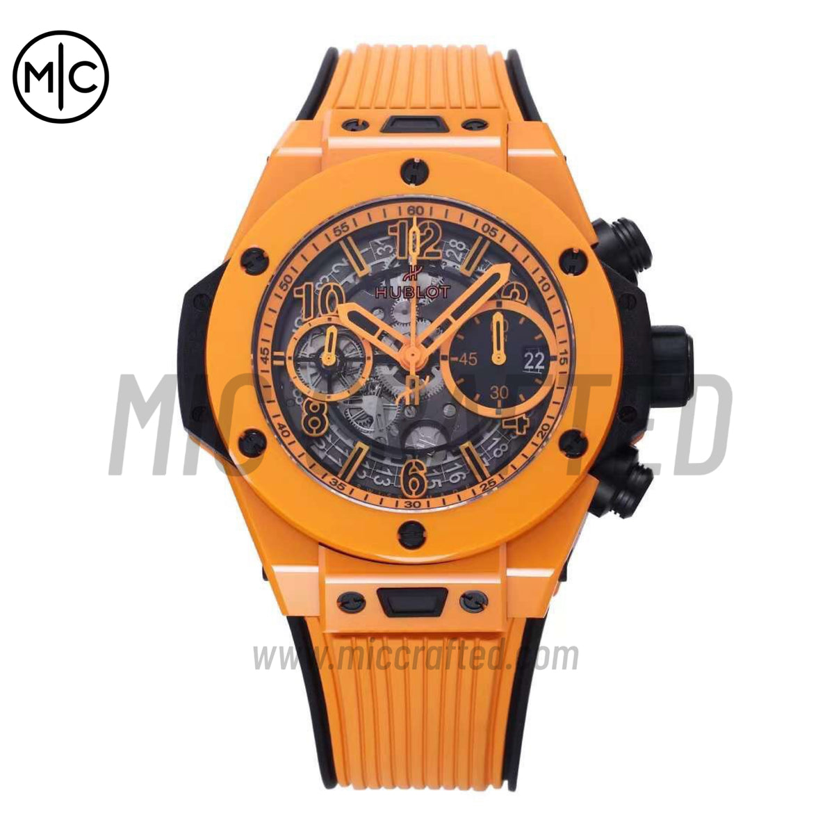 Big Bang Unico 42mm Orange Ceramic Skeleton Dial on Orange Rubber Strap – Premium Edition