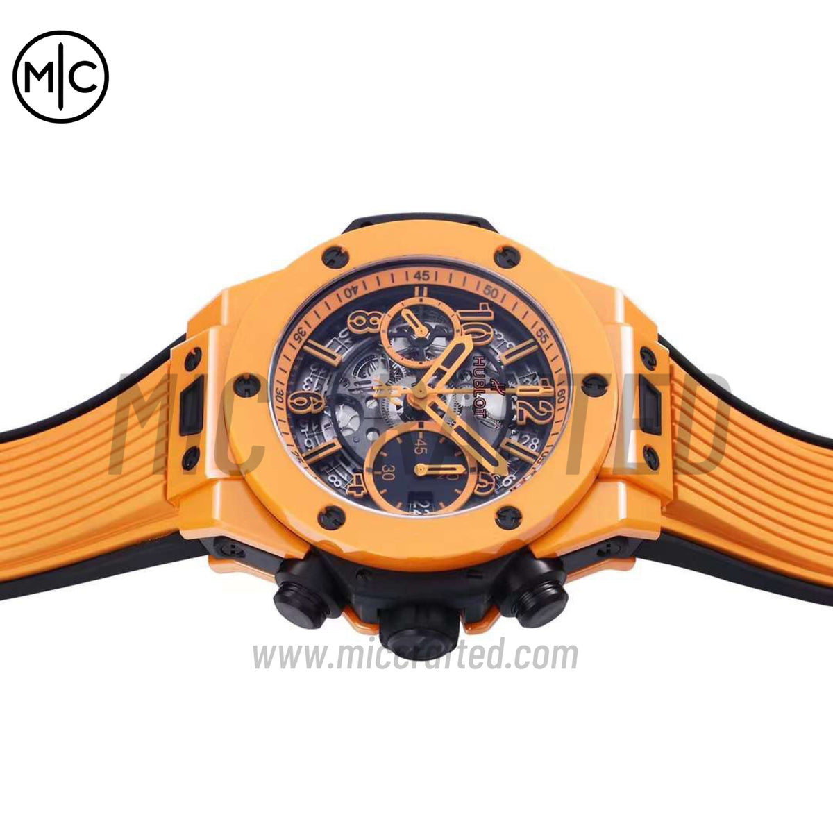 Big Bang Unico 42mm Orange Ceramic Skeleton Dial on Orange Rubber Strap – Premium Edition