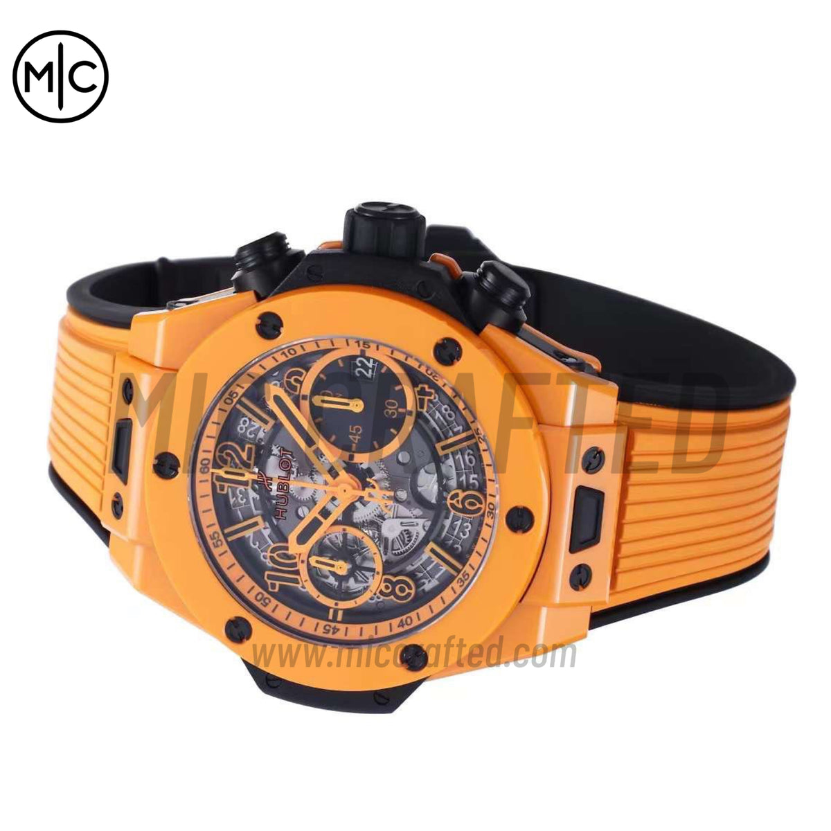 Big Bang Unico 42mm Orange Ceramic Skeleton Dial on Orange Rubber Strap – Premium Edition