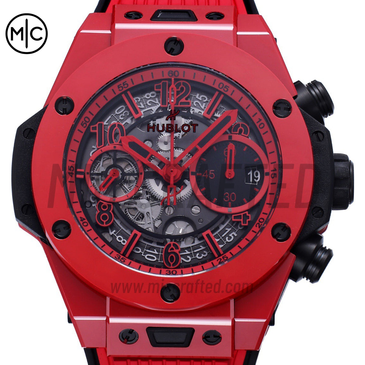 Big Bang Unico 42mm Red Ceramic Skeleton Dial on Red Rubber Strap – Premium Edition