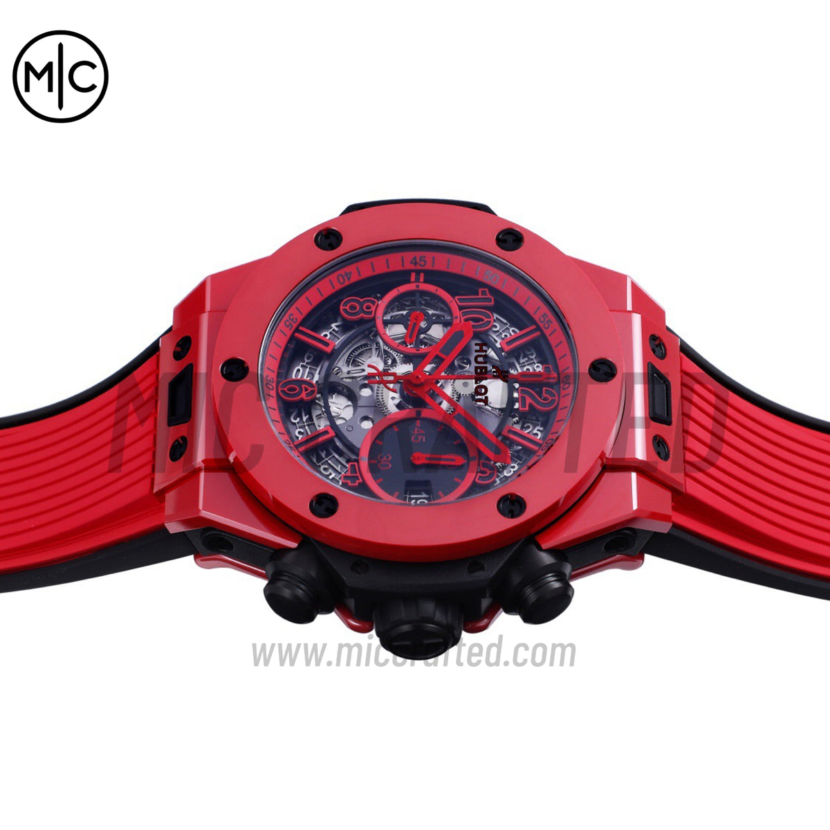 Big Bang Unico 42mm Red Ceramic Skeleton Dial on Red Rubber Strap – Premium Edition