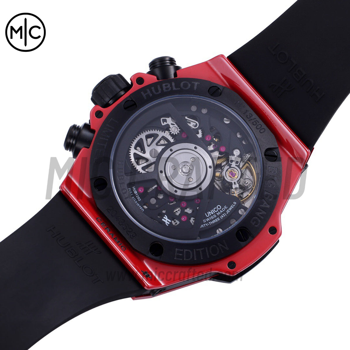 Big Bang Unico 42mm Red Ceramic Skeleton Dial on Red Rubber Strap – Premium Edition