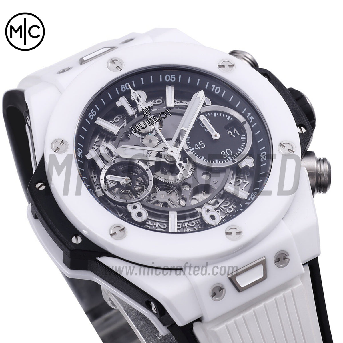 Big Bang Unico 42mm White Ceramic Skeleton Dial on White Rubber Strap – Premium Edition
