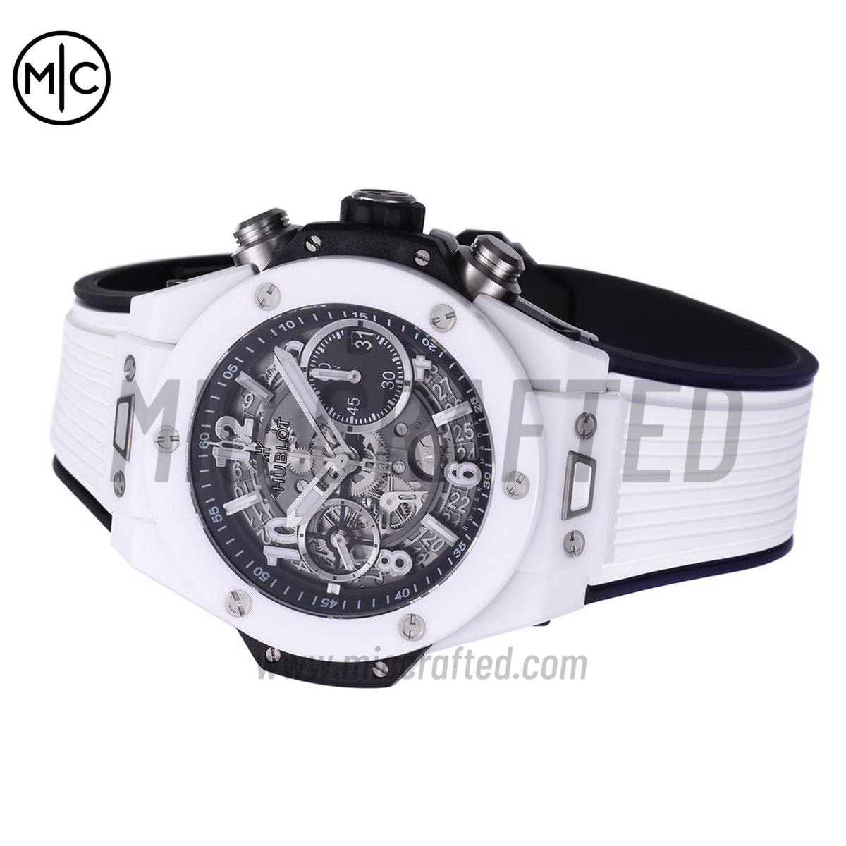 Big Bang Unico 42mm White Ceramic Skeleton Dial on White Rubber Strap – Premium Edition